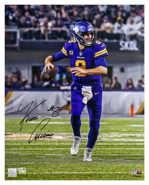 Kirk Cousins Signed Vikings Purple Jersey Action 16x20 Photo - (Fanatics COA)