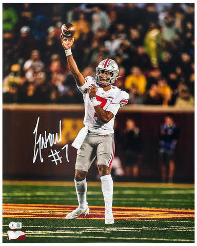 C.J. (CJ) Stroud Signed Ohio State Passing Action 16x20 Photo - (BECKETT COA)