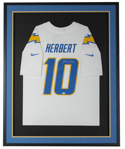 Justin Herbert Signed Framed Chargers Nike White Football Jersey Fanatics