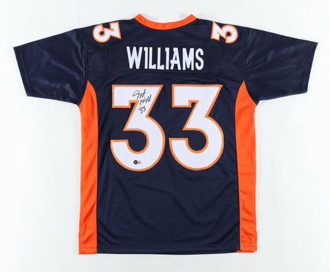 Javonte Williams Signed Denver Broncos Blue Jersey (Beckett Holo) 2021 2nd Rd Pk