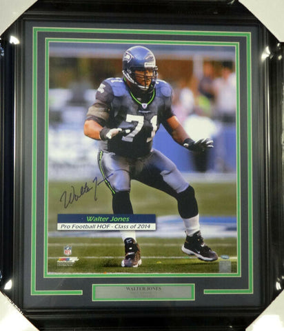 WALTER JONES AUTOGRAPHED SIGNED FRAMED 16X20 PHOTO SEAHAWKS MCS HOLO 99724