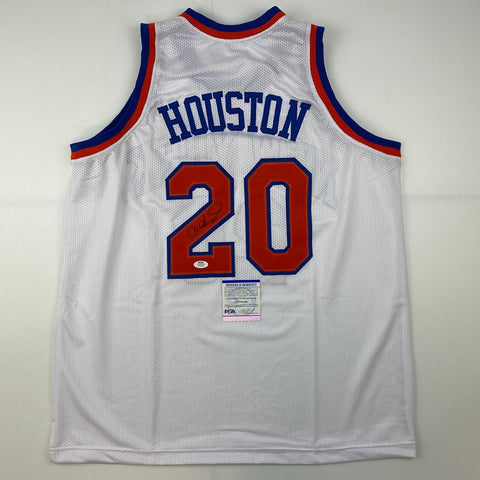 Autographed/Signed Allan Houston New York White Basketball Jersey PSA/DNA COA