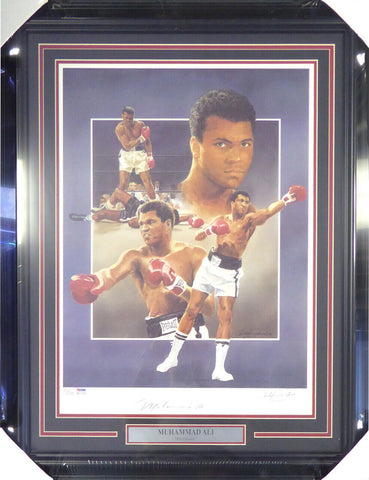 Muhammad Ali Autographed Framed 18x24 Lithograph Photo Auto Grade 10 PSA B27065