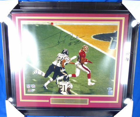 JERRY RICE AUTHENTIC AUTOGRAPHED SIGNED FRAMED 16X20 PHOTO 49ERS BECKETT 138449