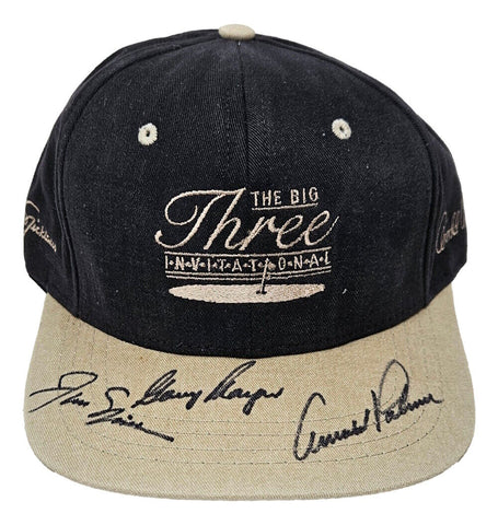 Arnold Palmer Jack Nicklaus Gary Player Signed The Big Three Golf Hat BAS LOA