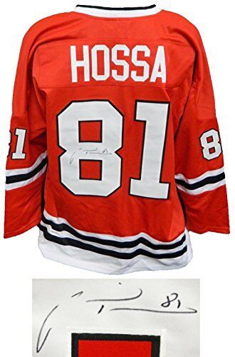 Marian Hossa (BLACKHAWKS) Signed Red Custom Hockey Jersey - (SCHWARTZ COA)