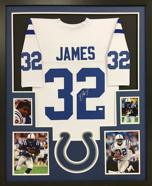 Edgerrin James Autographed Signed Framed Indianapolis Colts Jersey JSA