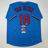 Autographed/Signed Andy Van Slyke St. Louis Blue Baseball Jersey JSA COA