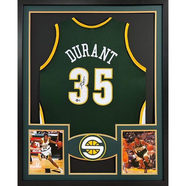 Kevin Durant Autographed Signed Framed Green Seattle Supersonics Jersey BECKETT