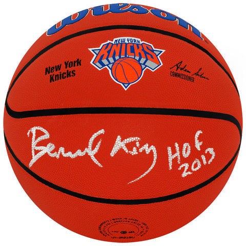 Bernard King Signed Wilson Knicks Logo NBA Basketball w/HOF 2013 -(SCHWARTZ COA)