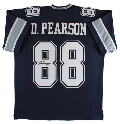 Drew Pearson Authentic Signed Navy Blue Pro Style Jersey BAS Witnessed