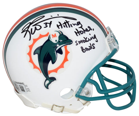 RICKY WILLIAMS SIGNED MIAMI DOLPHINS MINI HELMET W/ HITTING HOLES SMOKING BOWLS