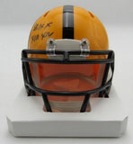 Rocky Bleier HOF Signed/Inscr Yellow Mini Helmet Steelers Becket Witness 191555