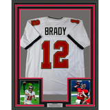 Framed Facsimile Autographed Tom Brady 33x42 Tampa Bay White Laser Jersey