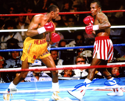 SUGAR RAY LEONARD AUTOGRAPHED SIGNED 8X10 PHOTO VS. THOMAS HEARNS BECKETT 178112