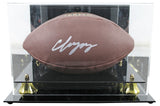 Patriots Christian Gonzalez Signed Wilson Super Grip Football W/ Case BAS Wit