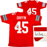 OHIO STATE ARCHIE GRIFFIN AUTOGRAPHED RED JERSEY HT 1974/75 BECKETT 230174