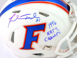 Fred Taylor Autographed Gators White 2015 Speed Mini Helmet Insc- Beckett W*Blue