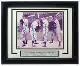 Willie Mays Mickey Mantle Duke Snider Joe DiMaggio Signed Framed 8x10 Photo BAS