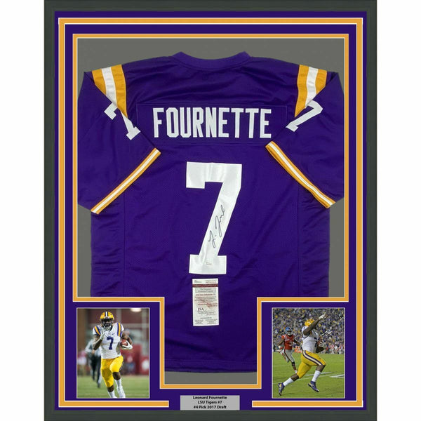 FRAMED Autographed Signed LEONARD FOURNETTE 33x42 LSU Purple Jersey JS Super Sports Center