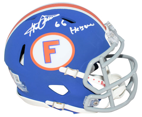 STEVE SPURRIER SIGNED FLORIDA GATORS BLUE SPEED MINI HELMET W/ 66 HEISMAN