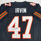 Autographed/Signed Michael Irvin Black White College Football Jersey BAS COA