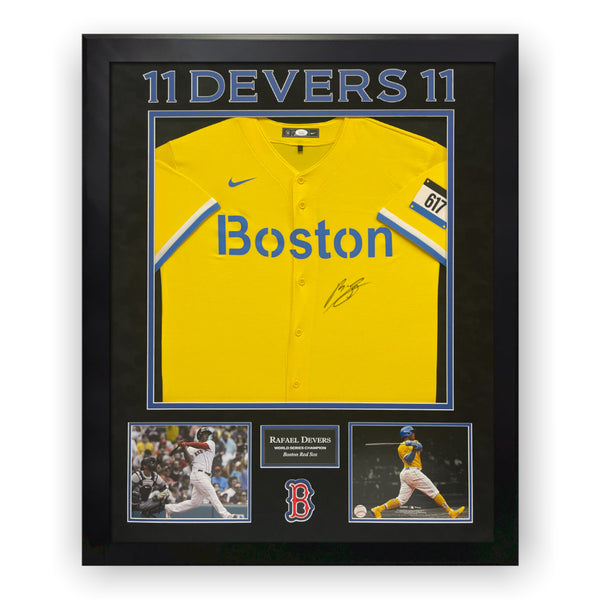 Rafael Devers Signed Autographed City Connect Jersey Framed 32x40 JSA