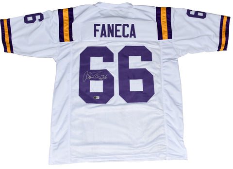 ALAN FANECA SIGNED AUTOGRAPHED LSU TIGERS #66 WHITE JERSEY BECKETT