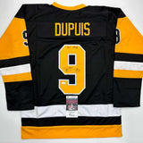 Autographed/Signed Pascal Dupuis Pittsburgh Black Hockey Jersey JSA COA