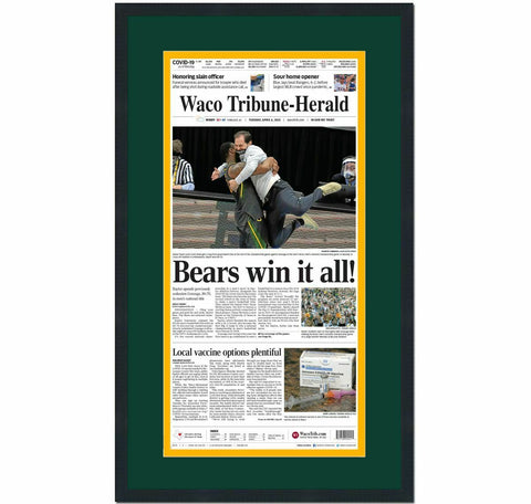 Framed Waco Tribune-Herald Baylor 2021 Champions Newspaper 17x27 Cover Photo V1