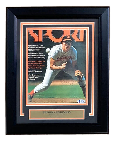 Brooks Robinson Signed Framed Baltimore Orioles Sport Magazine Cover BAS S37701