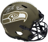 TYLER LOCKETT AUTO SEAHAWKS SALUTE TO SERVICE FULL SIZE AUTH HELMET GO HAWKS