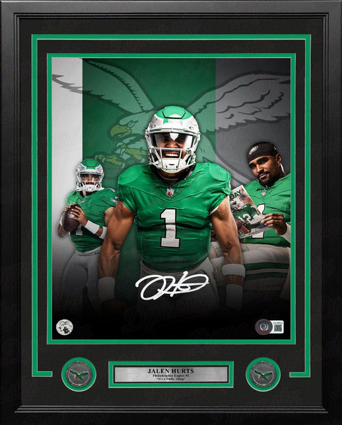 Jalen Hurts Philadelphia Eagles Autograph 11x14 TB Collage Framed Photo Beckett