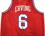 76ERS JULIUS "DR. J" ERVING AUTOGRAPHED SIGNED RED JERSEY BECKETT WITNESS 232614