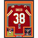 Framed Autographed/Signed L'Jarius Sneed 35x39 Kansas City Red Jersey JSA COA