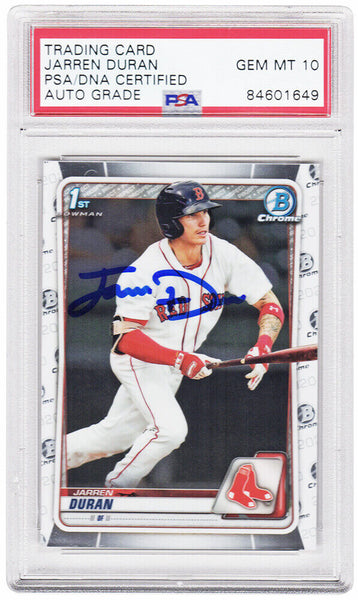 Jarren Duran Autographed Red Sox 2020 Topps Bowman Chrome Card (PSA / Auto 10)