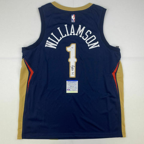 Autographed/Signed ZION WILLIAMSON New Orleans Blue Jersey PSA/DNA COA Auto