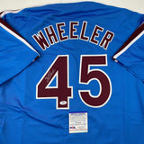 Autographed/Signed Zack Wheeler Philadelphia Blue Retro Jersey PSA/DNA COA