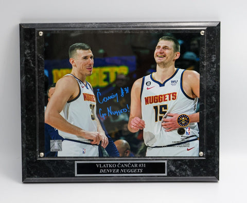 Vlatko Cancar Denver Nuggets Signed 8"x10" Photo Plaque w/Nikola Jokic LSM COA