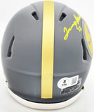 TERRY BRADSHAW AUTOGRAPHED STEELERS SLATE GRAY SPEED MINI HELMET BECKETT 230083