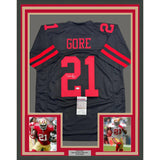 Framed Autographed/Signed Frank Gore 35x39 San Francisco Black Jersey BAS COA