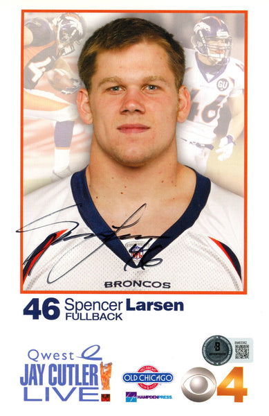 Spencer Larsen Signed Denver Broncos 8.5x6.5 Quest Ad Card Beckett 45092