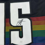 Framed Autographed/Signed Nikola Jokic 35x39 Denver Black Rainbow Jersey JSA COA