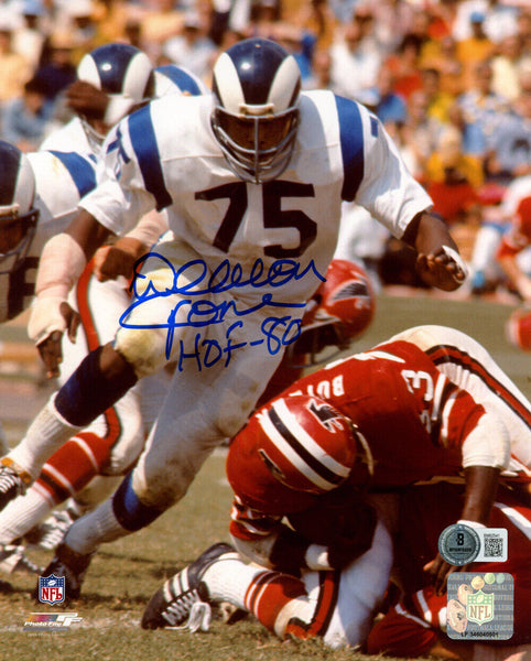 Deacon Jones Signed Los Angeles Rams 8x10 Photo HOF Beckett 47756