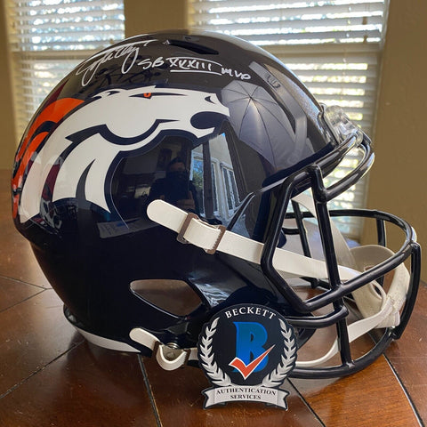 JOHN ELWAY AUTOGRAPHED DENVER BRONCOS FS REPLICA HELMET W/SB XXXIII CHAMPS