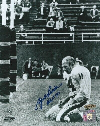 YA Tittle Autographed/Signed New York Giants 8x10 NFL Photo - HOF 71 UDA