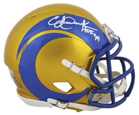 Rams Eric Dickerson HOF 99 Authentic Signed Flash Speed Mini Helmet BAS Witness