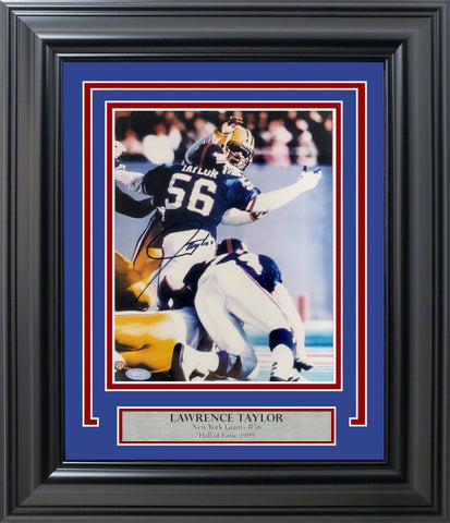 Lawrence Taylor Autographed Framed 8x10 Photo New York Giants Steiner 205598