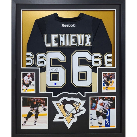 Mario Lemieux Autographed Signed Framed Penguins Jersey FRAMEWORTH