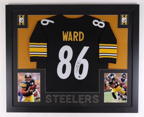 Hines Ward Signed Pittsburgh Steelers 31"x 36" Custom Framed Jersey (Beckett)